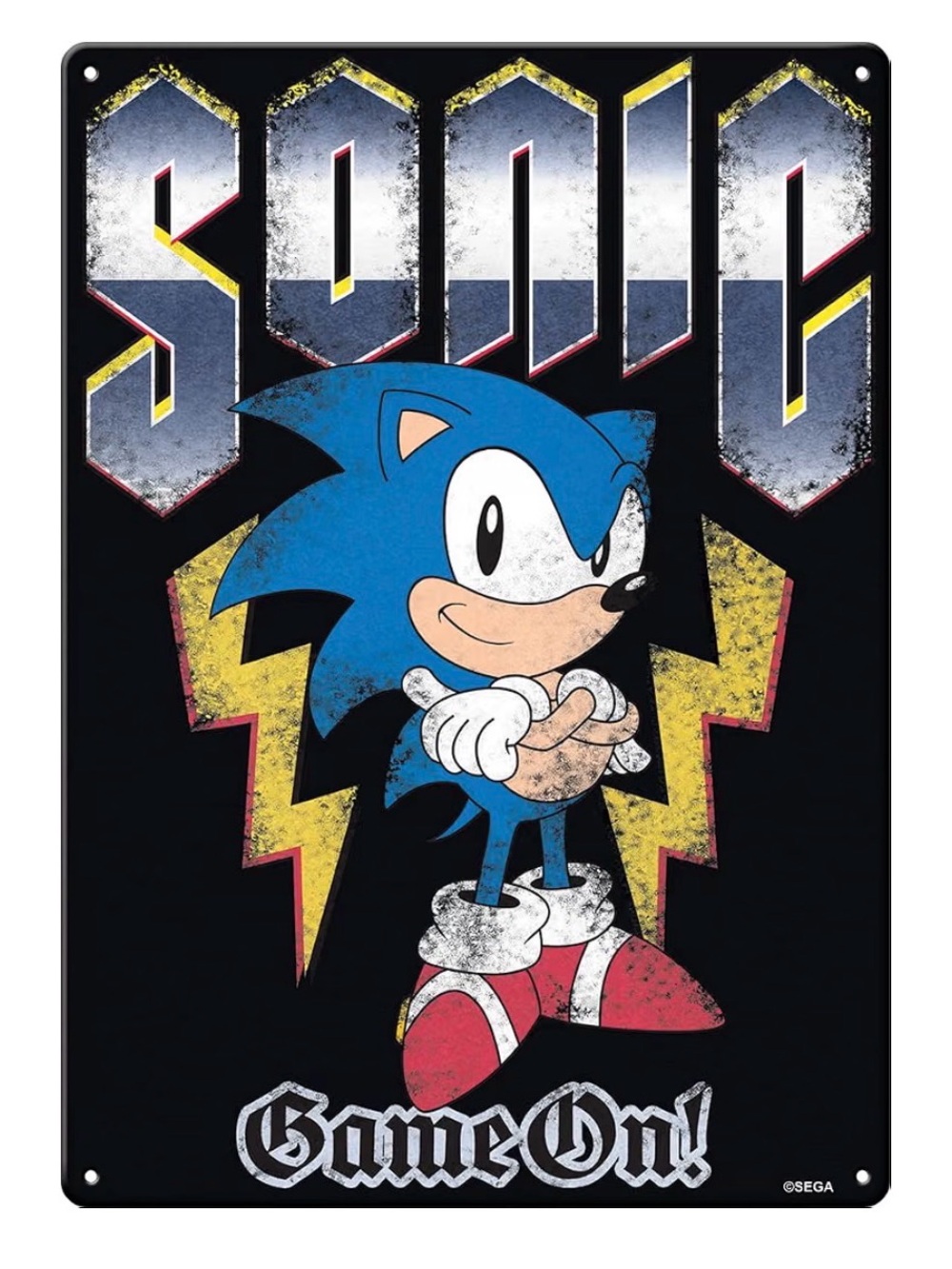 Sonic Blue Retro Metal Sign -
